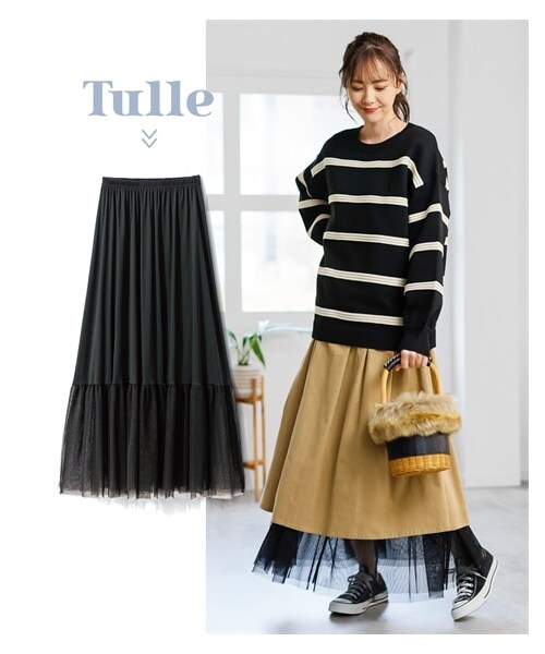 nissen（ニッセン）の「大きいサイズアレンジを楽しむつけ裾（ロング丈）（スカート・レディース・オフホワイト(プリーツ)/黒(チュール)/オフホワイト(レース)・L~LL相当/3L~4L相当/5L~6L相当/8L相当/10L相当）」の10枚目の写真