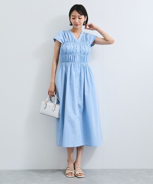 VIS（ビス）の「シャーリングデザインワンピース【WEB限定サイズ】（ワンピース・レディース・ブラック系/ダークブラウン系/ブルー系・F/PF）」の12枚目の写真