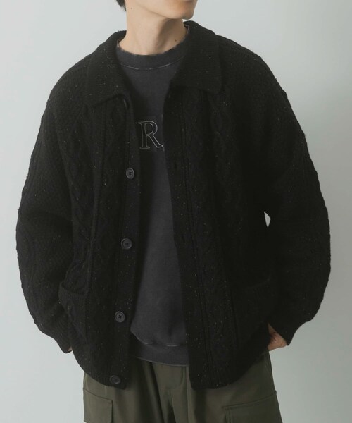 ITEMS URBANRESEARCH（アイテムズ アーバンリサーチ）の「ウール混 フィッシャーマンカーディガン（カーディガン/ボレロ・メンズ・WHT/NVY/BLK・M/L）」の4枚目の写真