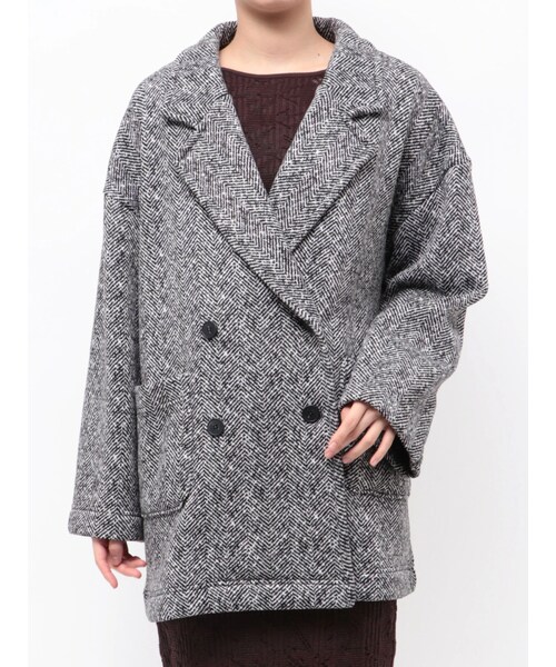 TONAL(トーナル)の「ヘリンボーン裏起毛ダブルコート(その他アウター・レディース・ブラック・S/M)」の5枚目の写真