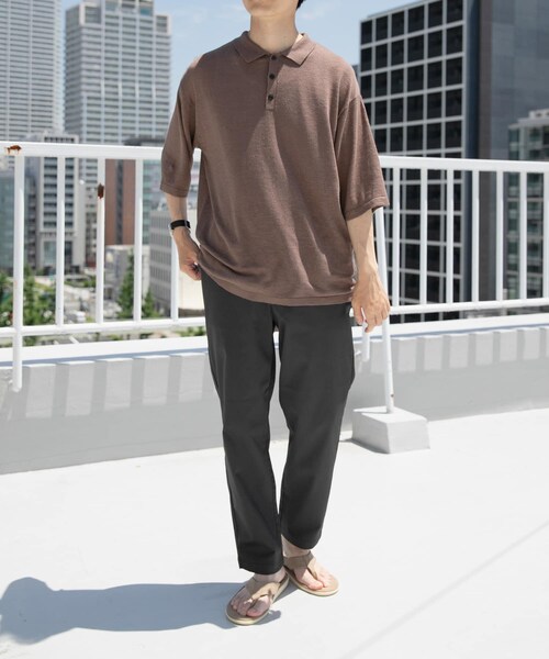 ITEMS URBANRESEARCH（アイテムズ アーバンリサーチ）の「『セットアップ対応』マシンウォッシャブルピケテーパードパンツ（その他パンツ・メンズ・BLK/KHK/NVY・M/L）」の9枚目の写真