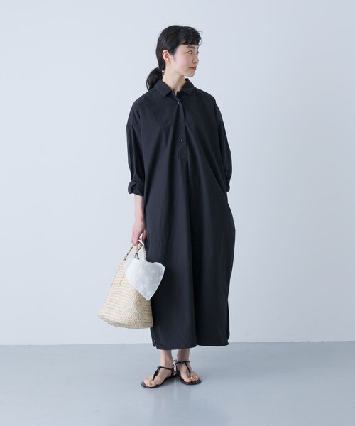 かぐれ（カグレ）の「『2サイズ展開』コットンシルクシャツワンピース（ワンピース・レディース・BEIGE/BLACK/PINK・0/1）」の13枚目の写真