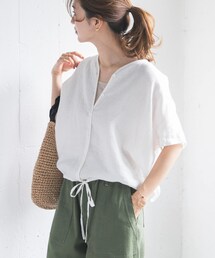 URBAN RESEARCH DOORS | リネンフレンチスリーブドロストブラウス(シャツ/ブラウス)
