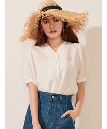 dazzlin | Ｖネックパフスリーブシアーブラウス(シャツ/ブラウス)