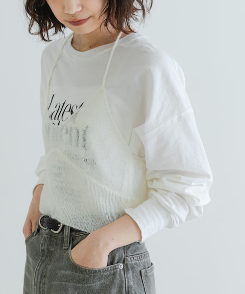 URBAN RESEARCH(アーバンリサーチ)の「ヘアリーニットビスチェ(キャミソール・レディース・CHARCOAL/OFF・FREE)」の1枚目の写真