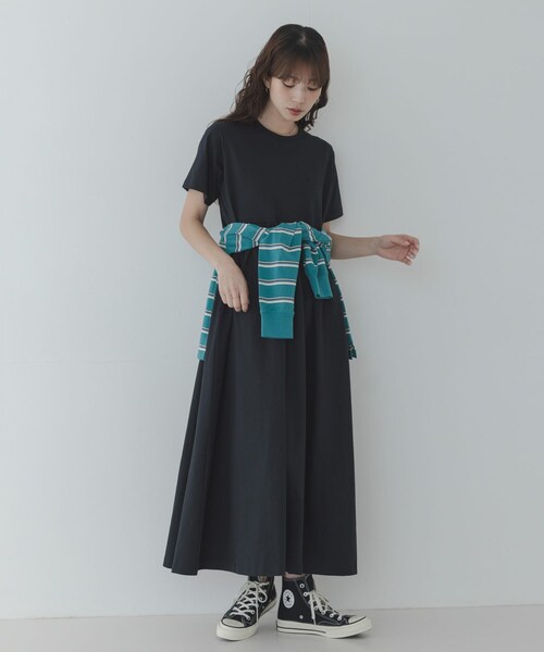 URBAN RESEARCH Sonny Label（アーバンリサーチサニーレーベル）の「『別注』CHAMPION×Sonny Label　ギャザーワンピース（ワンピース・レディース・ブラック/ネイビー/グリーン・Free）」の8枚目の写真