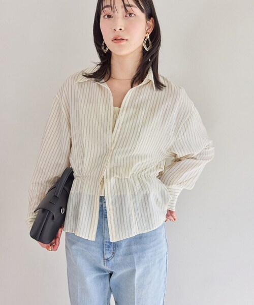 VIS（ビス）の「レイヤードストライプシャツ（シャツ/ブラウス・レディース・ホワイト/オフホワイト・F）」の7枚目の写真