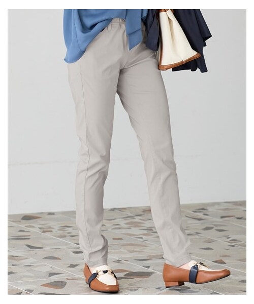 nissen（ニッセン）の「超ストレッチレーヨン混スリムパンツ（ゆったり太もも）（選べる3レングス）＜大きいサイズ有＞（パンツ・レディース・ラベンダー/ライトピンク/ミントグリーン/カーキ/ネイビー/黒/ワインレッド/ダークグリーン/モカ/ライラック/ミストブルー/ライトグレー/シャーベットピンク/イングリッシュイエロー/プラム・L/LL/3L/4L/5L/6L/8L/10L/12L/M）」の22枚目の写真