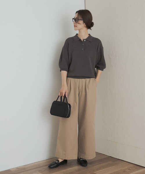 URBAN RESEARCH DOORS（アーバンリサーチドアーズ）の「ニットポロシャツ（ポロシャツ・レディース・BLACK/CHARCOAL/Y.KHAKI・M）」の20枚目の写真