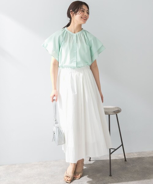 URBAN RESEARCH ROSSO（アーバンリサーチロッソ）の「リンネル8月号掲載『UR TECH』F by ROSSO　フレアスリーブブラウス（シャツ/ブラウス・レディース・NAVY/GRAY/MINT/BLUE ST/BROWN ST・FREE）」の18枚目の写真