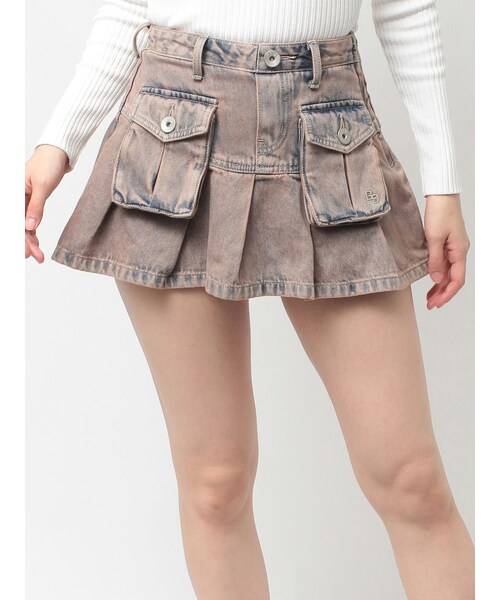 GYDA（ジェイダ）の「ハイウエストGG POKETプリーツデニムスカートライクショートパンツ（デニムスカート・レディース・ブルー/アイスブルー・S/M）」の4枚目の写真