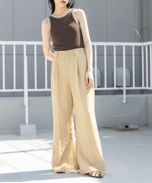 KBF（ケイビーエフ）の「バイカラータンクトップ（タンクトップ・レディース・L.BEIGE/BLUE GRAY/D.BROWN・one）」の5枚目の写真