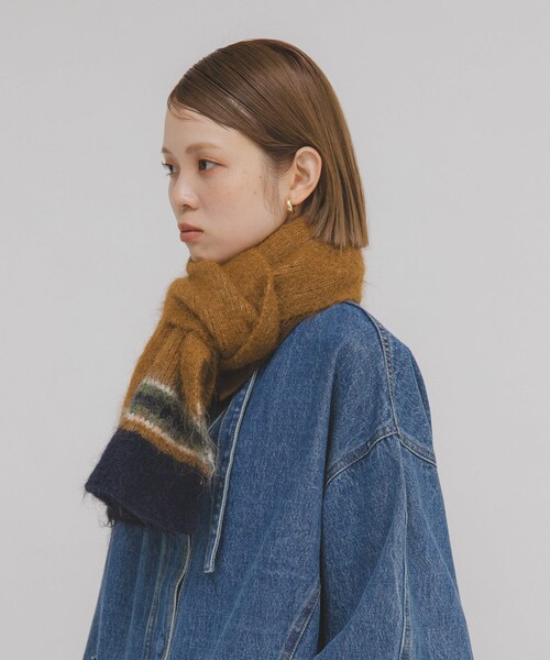 KBF（ケイビーエフ）の「エンドボーダーデザインマフラー（マフラー・レディース・GRAY/CAMEL/BLACK・One）」の15枚目の写真