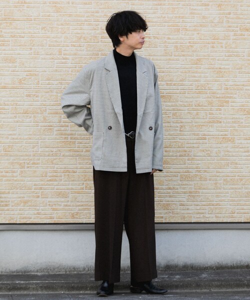 SENSE OF PLACE by URBAN RESEARCH（センスオブプレイスバイアーバンリサーチ）の「チェックダブルルーズジャケット（テーラードジャケット・メンズ・BEG×KHK・M/L）」の7枚目の写真