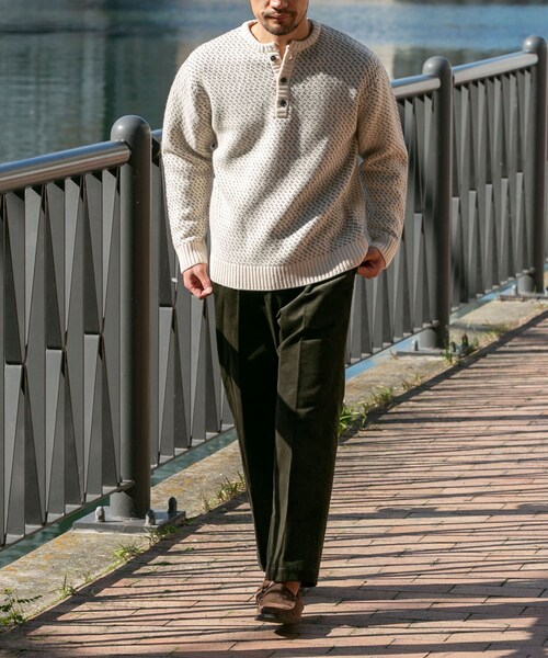 URBAN RESEARCH ROSSO（アーバンリサーチロッソ）の「『XLサイズあり』バーズアイ柄ヘンリーネックニット（ニット/セーター・メンズ・IVORY/BLACK/GREIGE/NAVY/GRAY・S/M/L/XL）」の11枚目の写真