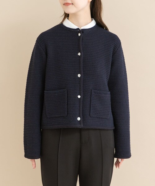 URBAN RESEARCH ROSSO（アーバンリサーチロッソ）の「『WEB/一部店舗限定』ツイードノーカラーニットジャケット（ノーカラージャケット・レディース・OFF/NAVY・Free）」の22枚目の写真