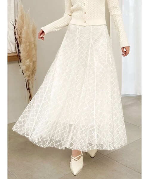 dazzlin（ダズリン）の「【20周年記念復刻！】スパンコールチュールチェックスカート（スカート・レディース・アイボリー/ライトグレー/グレー/ブラック/ピンク・S/M）」の18枚目の写真