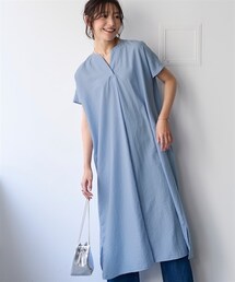 nissen | ＜大きいサイズ＞【美極シャツ】スリットネックワンピース(ワンピース)