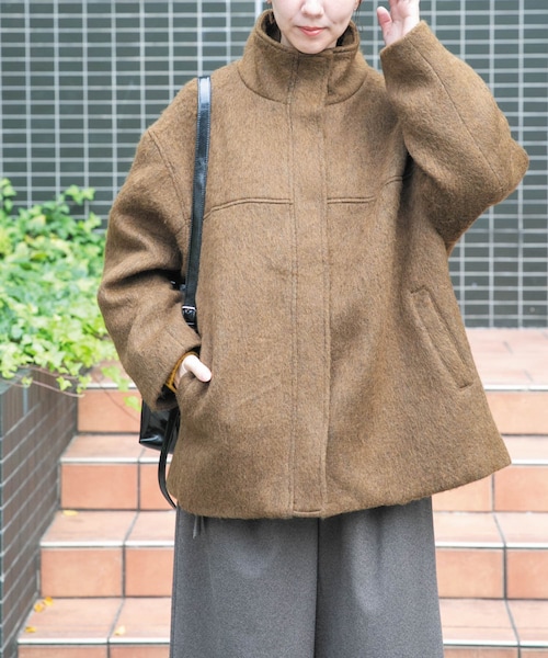 ITEMS URBANRESEARCH（アイテムズ アーバンリサーチ）の「スタンドカラーオーバージャケット（テーラードジャケット・レディース・BLU/CML/GRY・Free）」の3枚目の写真