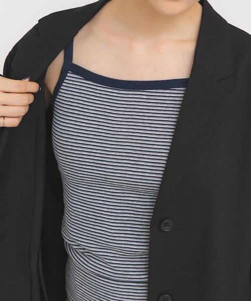 KBF（ケイビーエフ）の「Miller　Panel ribbed camisole（キャミソール・レディース・BLU×WH/GRY×NY・Free）」の2枚目の写真
