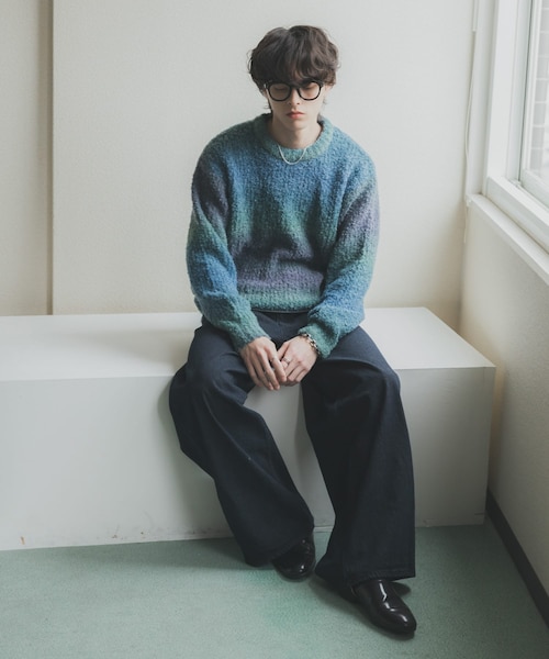 SENSE OF PLACE by URBAN RESEARCH（センスオブプレイスバイアーバンリサーチ）の「『ユニセックス』ブークレグラデーションニット（ニット/セーター・メンズ・L.GRAY/CHARCOAL/BLUE/ORANGE/YELLOW/BROWN・M/L）」の13枚目の写真