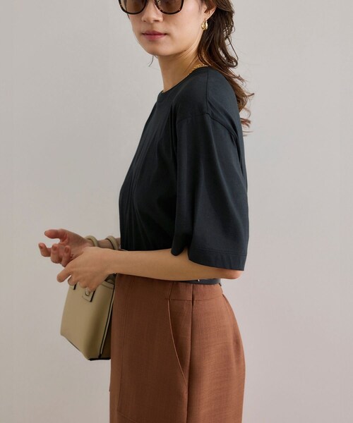 ROPE'（ロペ）の「【洗える】グレイス天竺 5分袖Tシャツ（Tシャツ/カットソー・レディース・ブラック/ホワイト/ブルー・F）」の3枚目の写真