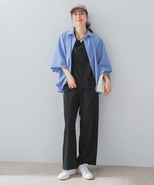 URBAN RESEARCH ROSSO(アーバンリサーチロッソ)の「『UR TECH DRYLUXE』F by ROSSO フレンチブラウス+ワイドパンツ(セットアップ・レディース・MOCHA/BEIGE/BLACK・36/38)」の9枚目の写真