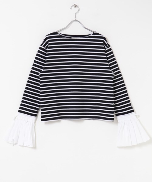 URBAN RESEARCH ROSSO（アーバンリサーチロッソ）の「Mewl　シャツスリーブボーダーTOPS（Tシャツ/カットソー・レディース・OWHITE/BLACK・Free）」の13枚目の写真