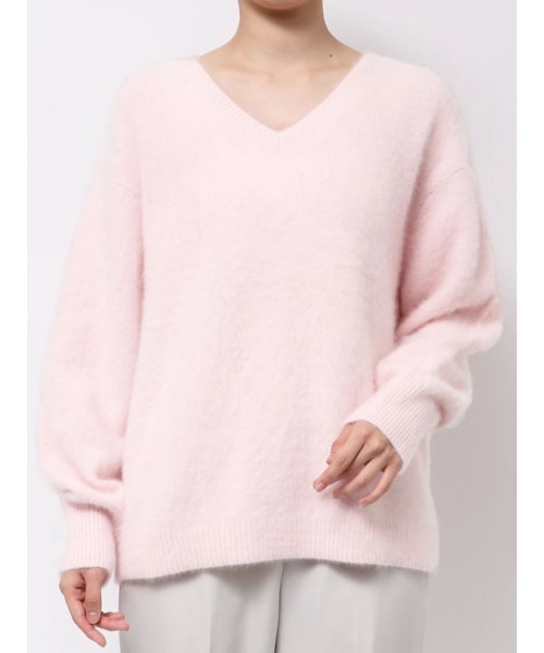 TONAL（トーナル）の「PREMIUM FOX×CASHMERE Vネックプルオーバー（ニット/セーター・レディース・オフホワイト/グレー/ピンク/アイスブルー/ベージュ・M）」の13枚目の写真