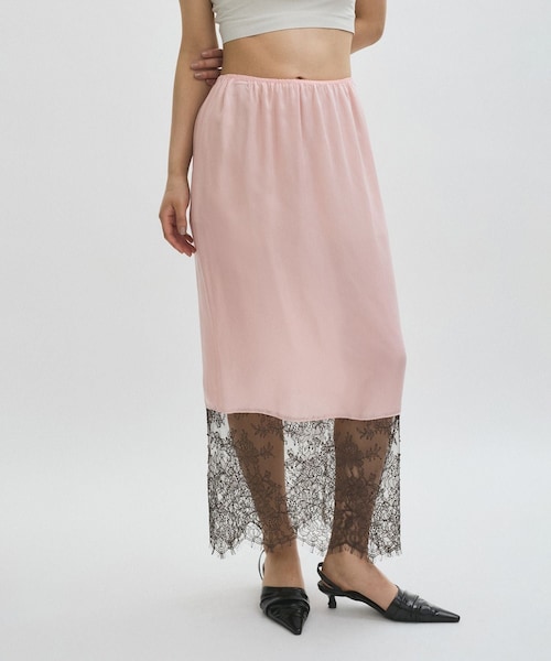 ADAM ET ROPE'（アダムエロペ）の「【EMOELLE】キュプラレースイージースカート（スカート・レディース・ダークブラウン/ピンク・F）」の5枚目の写真