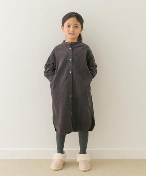 URBAN RESEARCH DOORS（アーバンリサーチドアーズ）の「『親子リンク』『UR TECH』コーデュロイシャツワンピース(KIDS)（ワンピース・キッズ・GREIGE/GRAY/MUSTARD・105/120/135）」の10枚目の写真