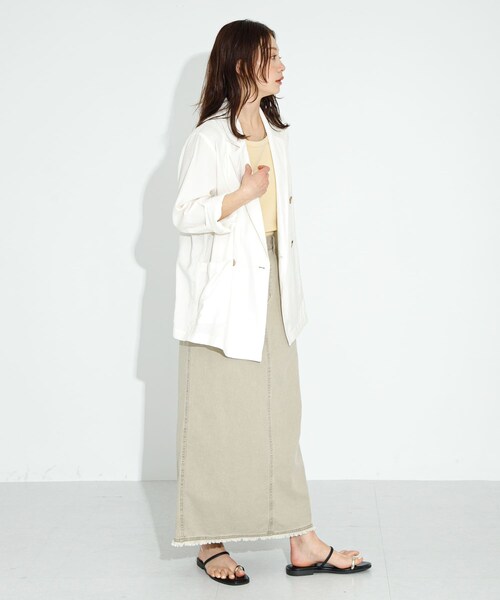 URBAN RESEARCH Sonny Label（アーバンリサーチサニーレーベル）の「コットンツイルタックナロースカート（スカート・レディース・ピンク/グレージュ・36/38）」の4枚目の写真