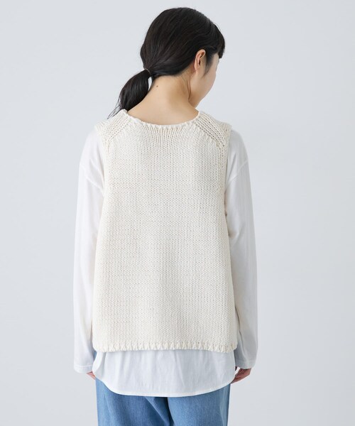 かぐれ（カグレ）の「コットンローゲージニットベスト（ベスト・レディース・IVORY・Free）」の3枚目の写真