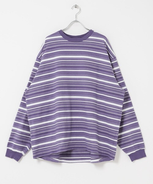 URBAN RESEARCH（アーバンリサーチ）の「POLYPLOID　OVERSIZE LONGSLEEVE B（Tシャツ/カットソー・メンズ・WHT/D PPL/WHT/NAV・3/4）」の7枚目の写真