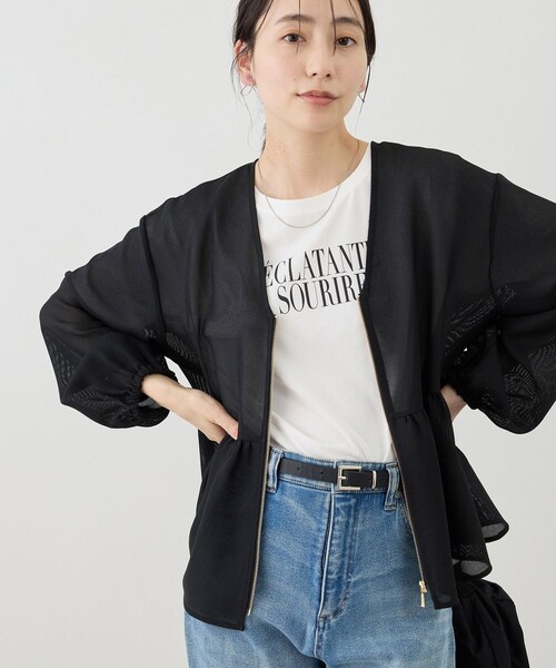 ROPE' PICNIC(ロペピクニック)の「メッシュペプラムブルゾン(ブルゾン・レディース・ブラック/ホワイト/ベージュ系/ネイビー・F)」の9枚目の写真