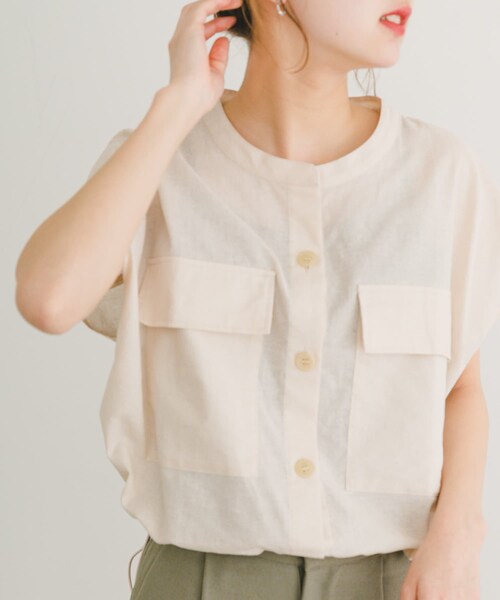 ITEMS URBANRESEARCH(アイテムズ アーバンリサーチ)の「リネンミックスドロストポケットシャツ(シャツ/ブラウス・レディース・BRN/NVY/NTL・FREE)」の14枚目の写真