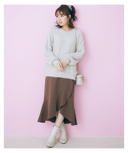 nissen（ニッセン）の「大きいサイズスクエア柄パール調シャギーニットmarun（ニット/セーター・レディース・ベージュ/黒・L/LL/3L/4L/5L/6L/8L/10L）」の15枚目の写真