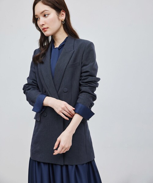 ROPE'（ロペ）の「ヘビーリネン ダブルジャケット（テーラードジャケット・レディース・グリーン系/ネイビー/キナリ・36/38）」の20枚目の写真