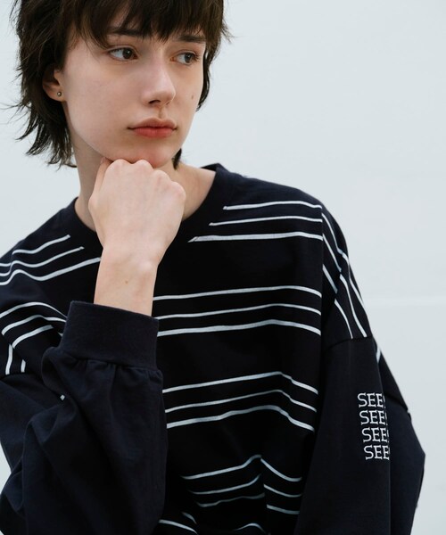 URBAN RESEARCH(アーバンリサーチ)の「SEE SEE SUPER BIG LS TEE (MULTI BORDER)(Tシャツ/カットソー・メンズ・WHITE/BLACK/GREY M/NAVY・M/L/XL/XXL)」の5枚目の写真