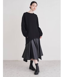 ELENDEEK | MATERIAL MIX ROUND HEM CS OP(ワンピース)