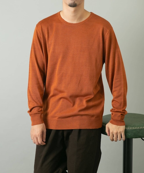 URBAN RESEARCH ROSSO（アーバンリサーチロッソ）の「『一部WEB限定カラー』『XLサイズあり』『UR TECH』ハイゲージクルーネックニット（ニット/セーター・メンズ・GRAY/BEIGE/NAVY/BLACK/L.BROWN・M/L/XL）」の3枚目の写真