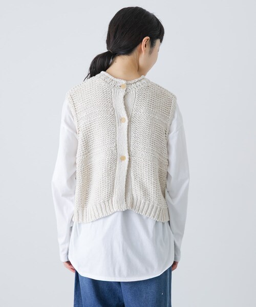 かぐれ（カグレ）の「2WAY綿麻ニットベスト（ベスト・レディース・IVORY/INK BLACK・Free）」の4枚目の写真