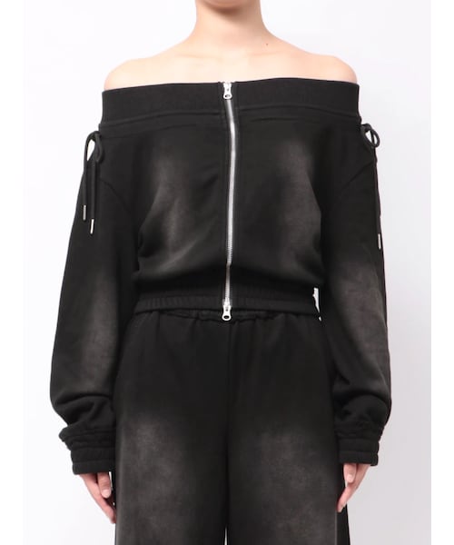 EMODA（エモダ）の「FRONT ZIP OFF SHOULDER TOP（Tシャツ/カットソー・レディース・グレー/ブラック/ブラウン・F）」の3枚目の写真