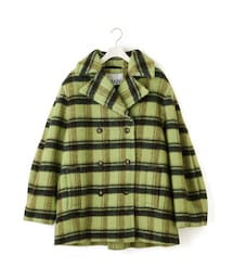 ADAM ET ROPE' | 【J'aDoRe限定】【GANNI(ガニー)】Brushed Wool Check Midi Coat(ピーコート)