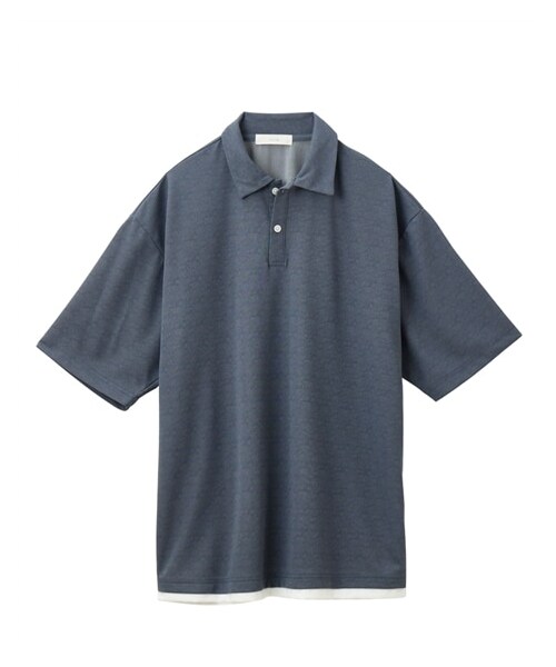 nissen（ニッセン）の「杢調ナシジフェイクレイヤードポロシャツ（ポロシャツ・メンズ・チャコール/サックス・M/L/LL）」の5枚目の写真