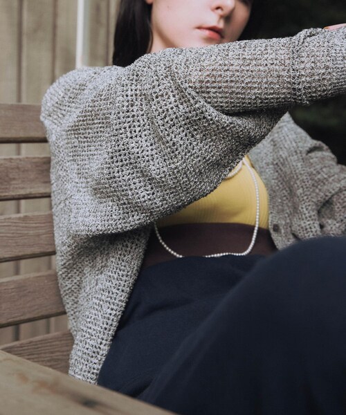 URBAN RESEARCH（アーバンリサーチ）の「ブークレメッシュニットカーディガン（カーディガン/ボレロ・レディース・M.BLACK/OFF/BLACK・FREE）」の21枚目の写真