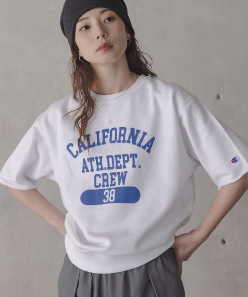 URBAN RESEARCH Sonny Label（アーバンリサーチサニーレーベル）の「『別注』CHAMPION×Sonny Label　ロゴスウェットTシャツ（スウェット・レディース・ホワイト/スカイブルー/ネイビー/オートミール・M/L）」の6枚目の写真