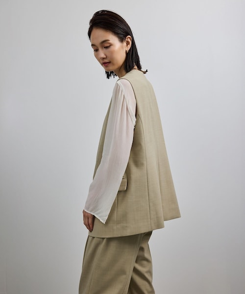 ROPE'（ロペ）の「【洗える】ウール混ツイル ジレベスト/セットアップ対応【WEB・一部店舗限定】（ベスト・レディース・ブラック/ベージュ・F）」の6枚目の写真