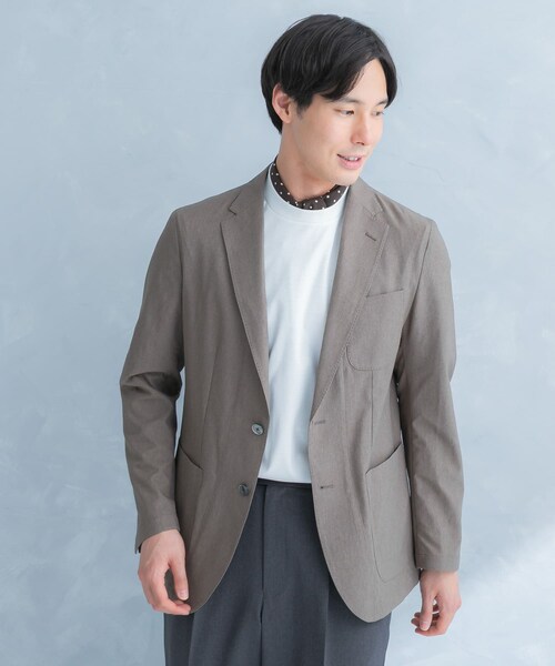URBAN RESEARCH DOORS（アーバンリサーチドアーズ）の「LIFE STYLE TAILOR　ライトメッシュイージージャケット（テーラードジャケット・メンズ・BEIGE/NAVY・S/M/L/XL）」の4枚目の写真