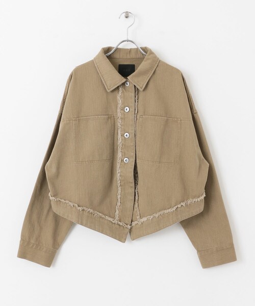 KBF（ケイビーエフ）の「フリンジカーブヘムジャケット（カバーオール・レディース・KHAKI/IVORY・one）」の20枚目の写真
